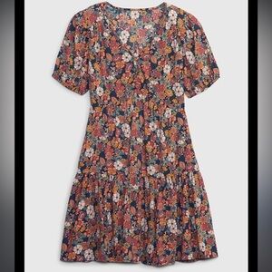 GAP Gauze Puff Sleeve Floral Mini Dress Size Medium EUC